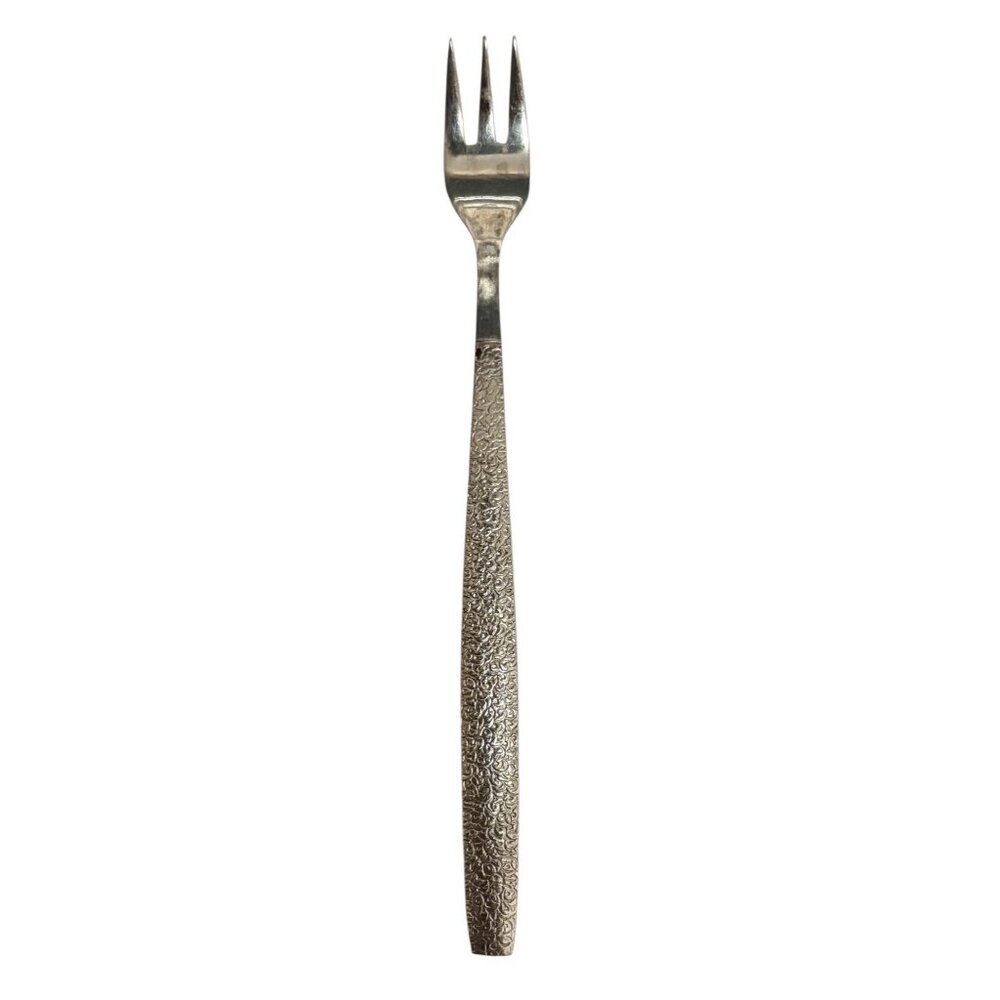 Set Of 10 Ekco Korea Stainless Steel Cocktail Seafood Forks 5.5" MCM Textured - Picture 7 of 7